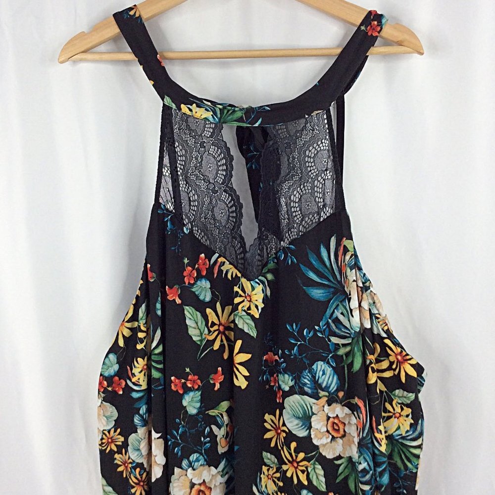 Cacique 22/24 2X High Neck Tank Night Gown Sleep Dress Lace Floral Lane Bryant - Picture 4 of 9